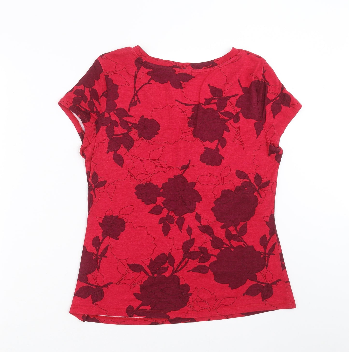 Bonmarché Womens Red Floral  Basic T-Shirt Size 14