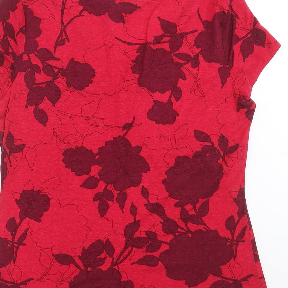 Bonmarché Womens Red Floral  Basic T-Shirt Size 14