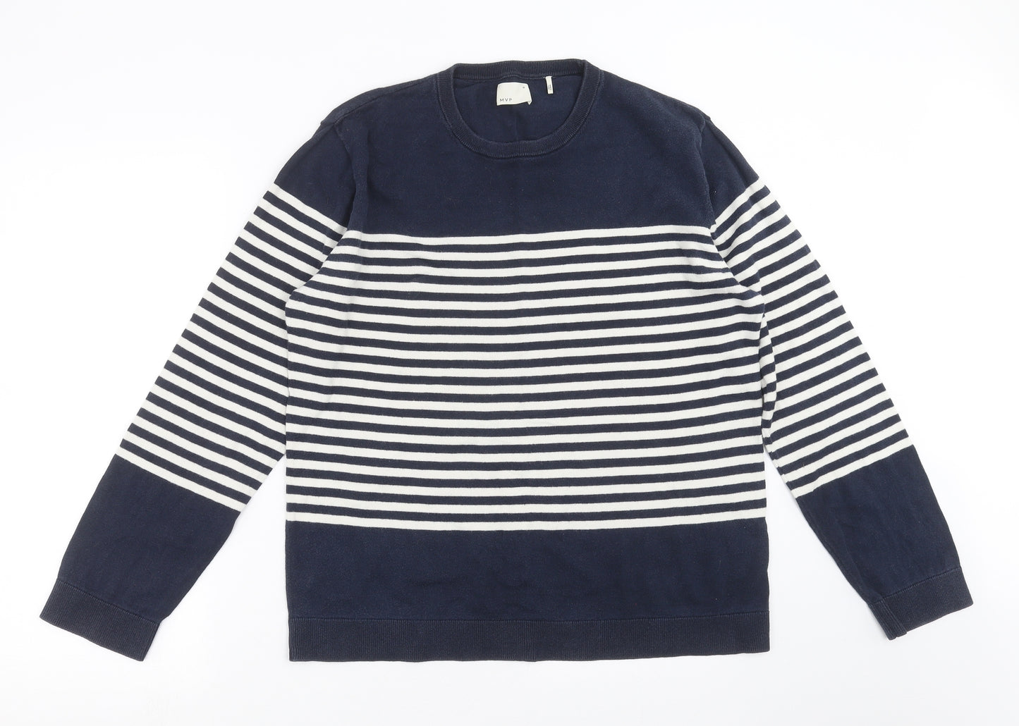 MVP Mens Blue Striped  Pullover Jumper Size M