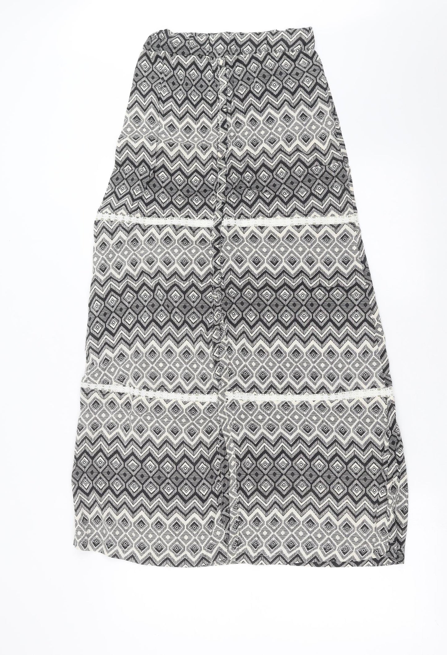 Primark Womens Black Geometric  Maxi Skirt Size 10