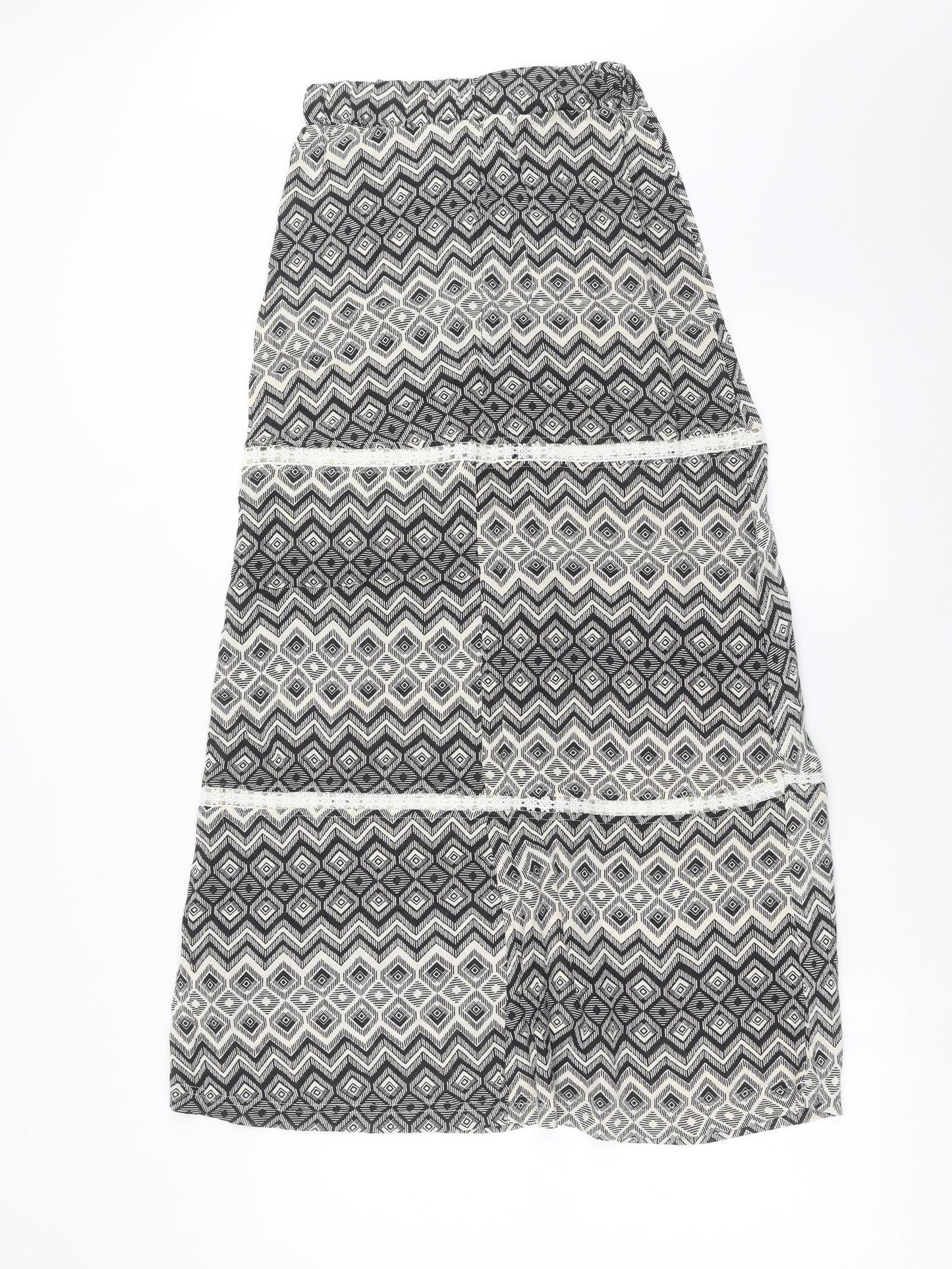 Primark Womens Black Geometric  Maxi Skirt Size 10