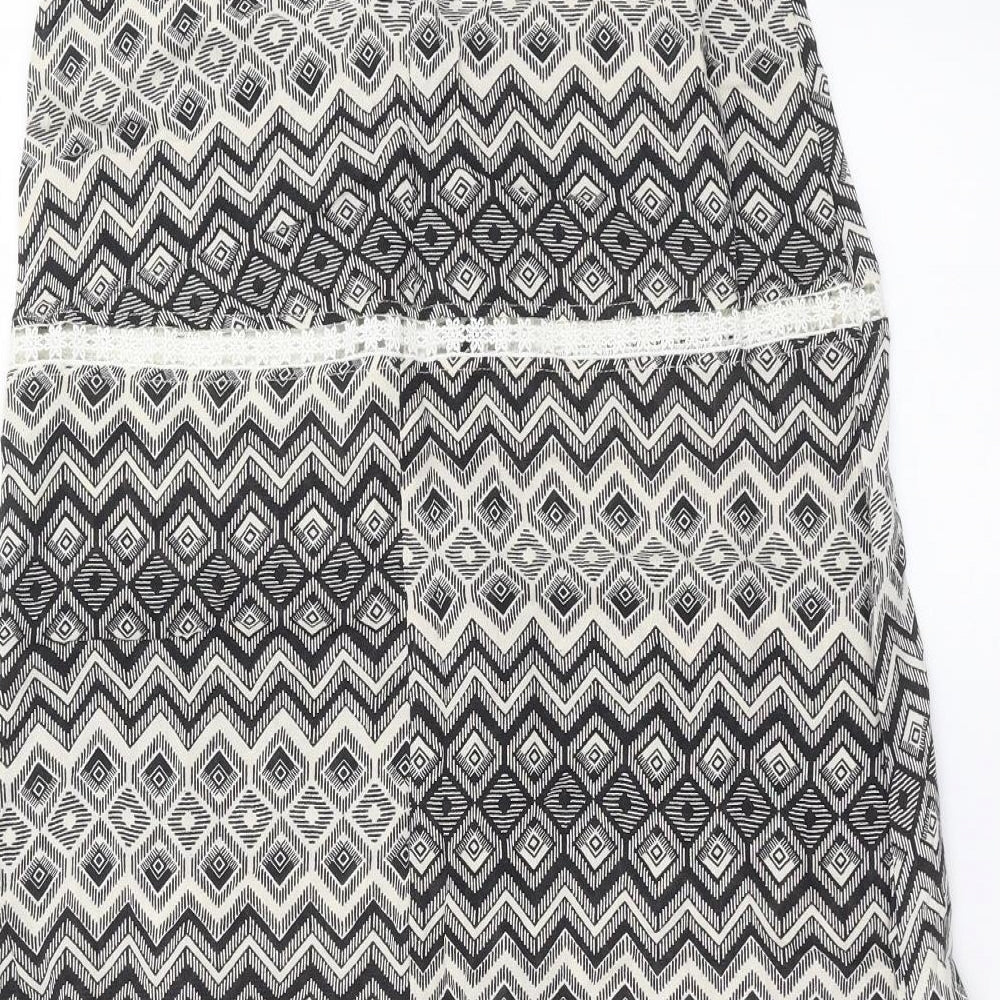 Primark Womens Black Geometric  Maxi Skirt Size 10