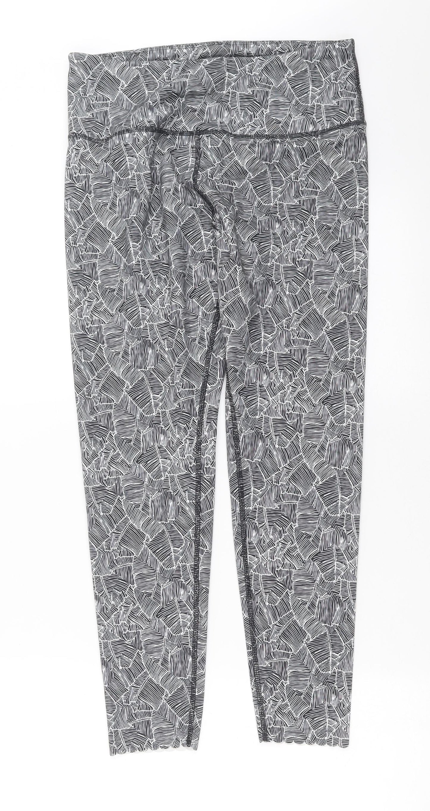 MONDETTA Womens Grey Geometric  Compression Leggings Size M L26 in