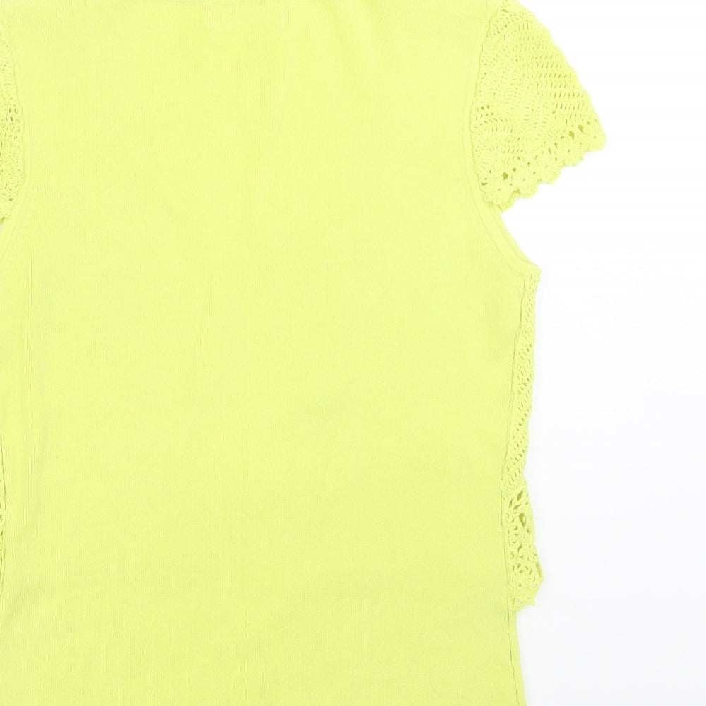 Kaleidoscope Womens Green   Basic T-Shirt Size 10  - crochet detail