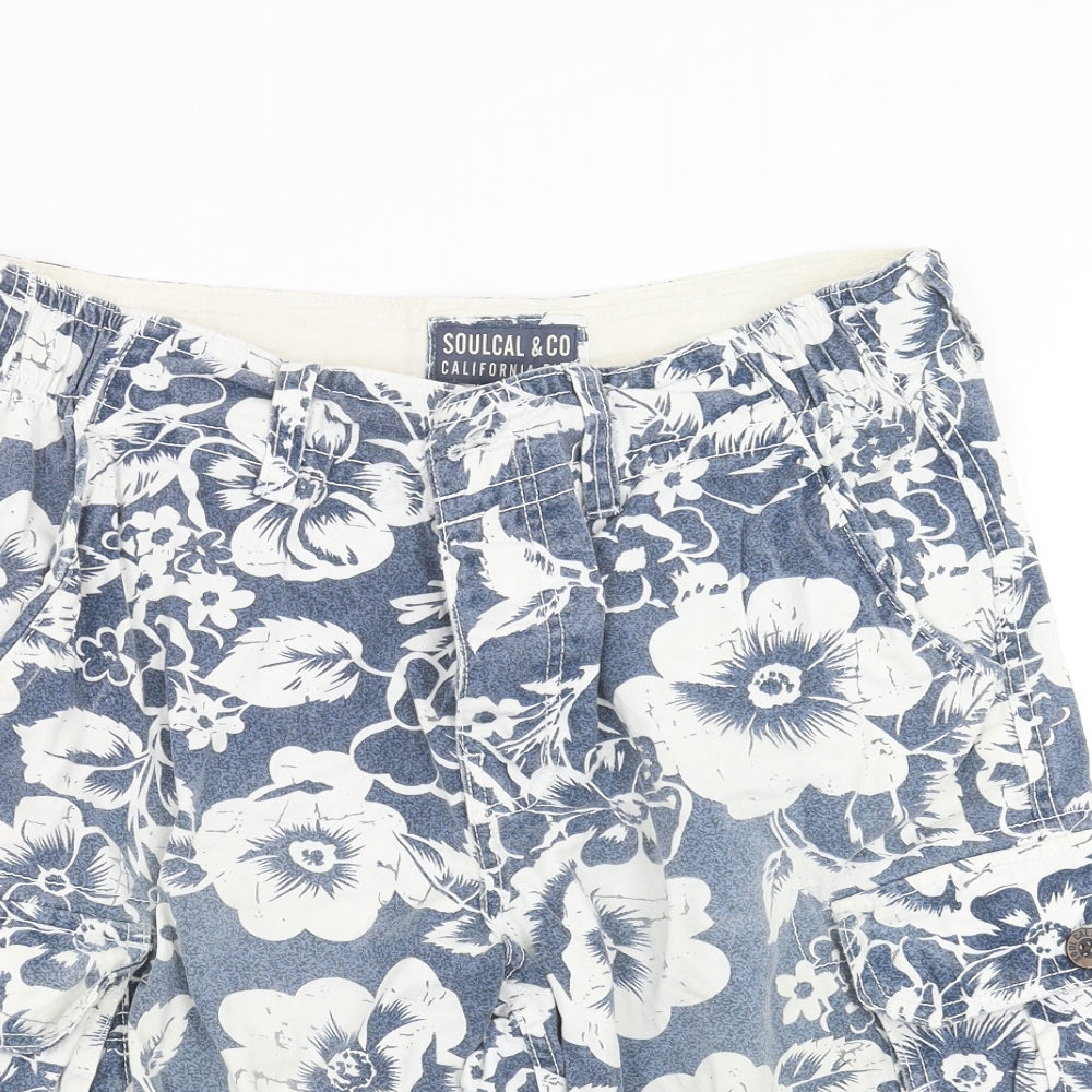 SoulCal&Co Mens Blue Floral  Cargo Shorts Size 34 in