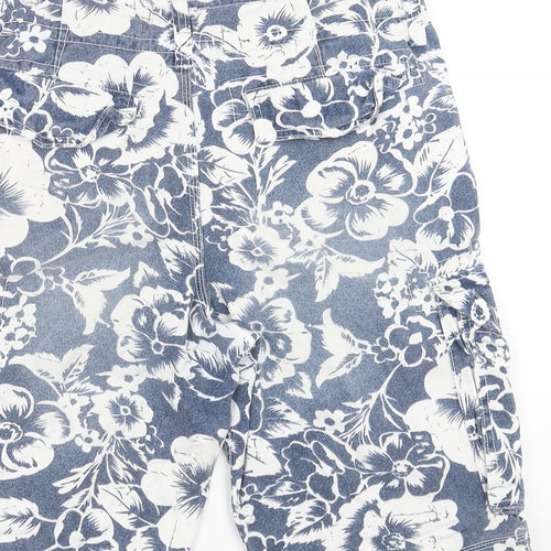 SoulCal&Co Mens Blue Floral  Cargo Shorts Size 34 in