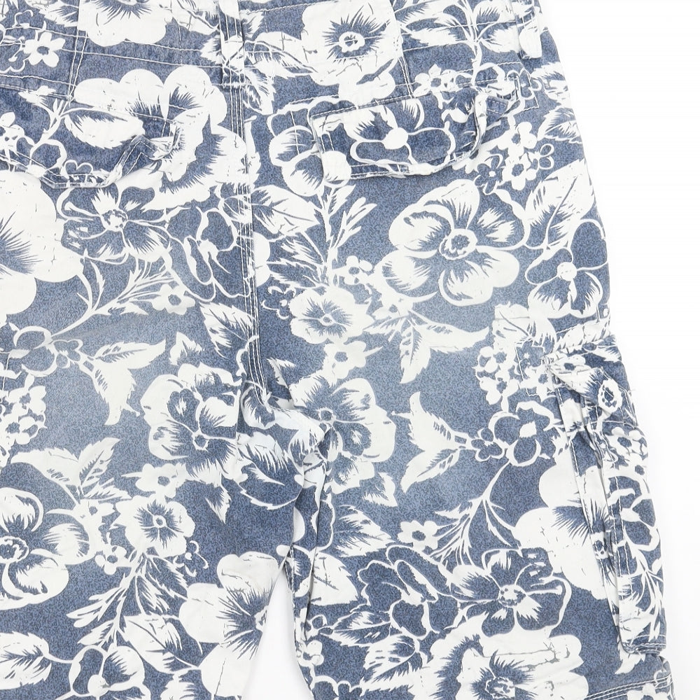 SoulCal&Co Mens Blue Floral  Cargo Shorts Size 34 in