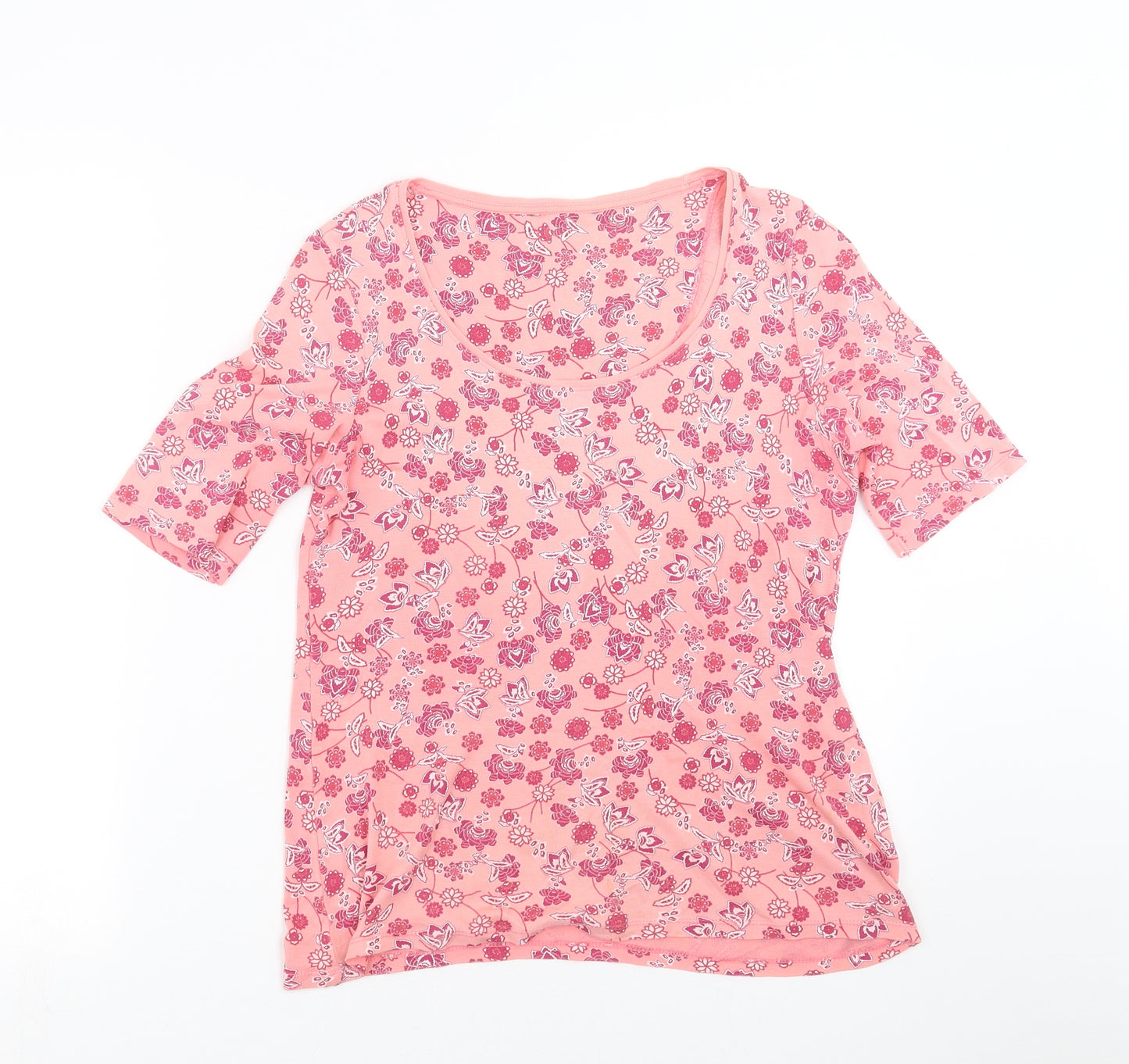 Marks and Spencer Womens Pink Floral  Basic T-Shirt Size 14
