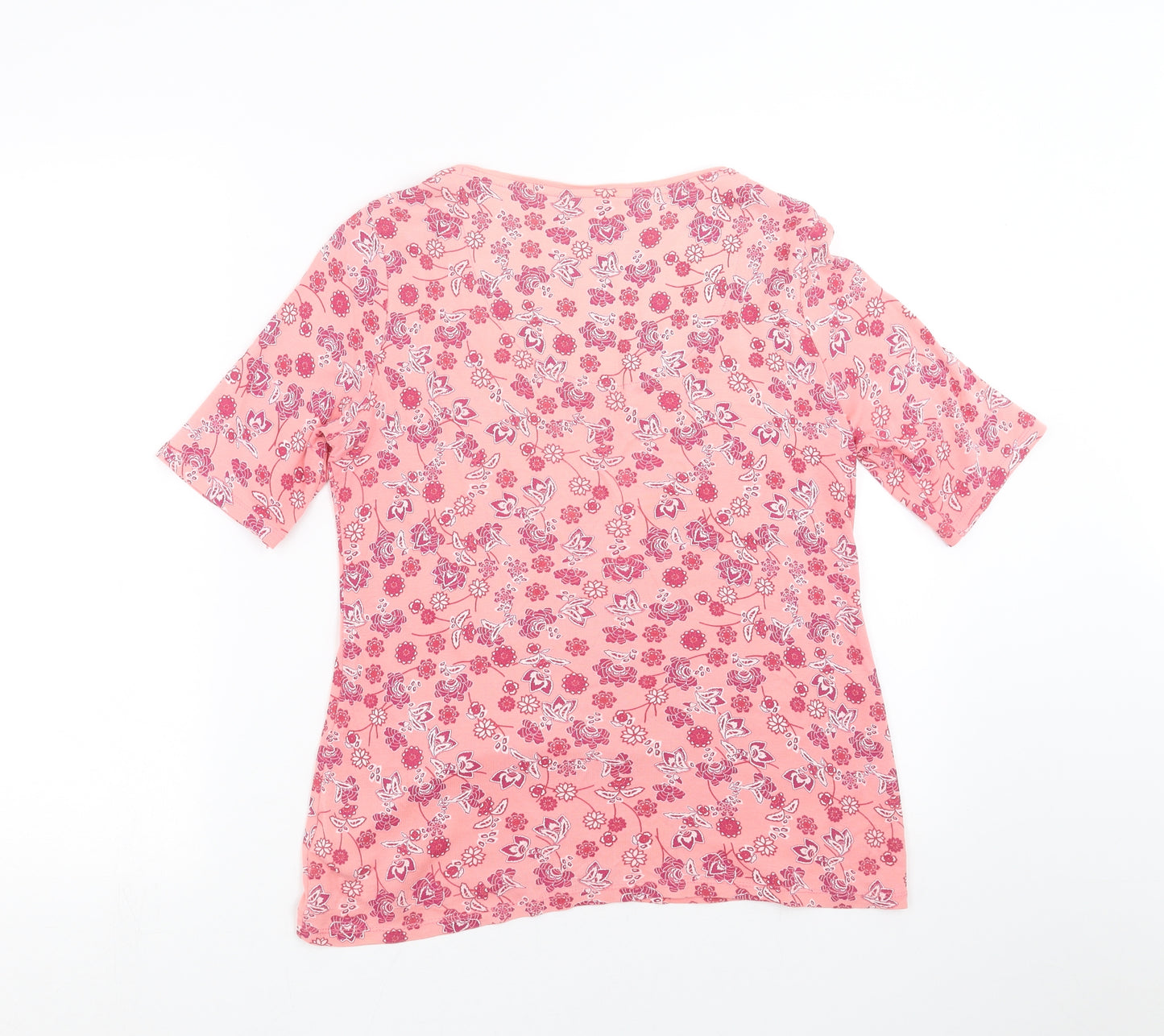Marks and Spencer Womens Pink Floral  Basic T-Shirt Size 14