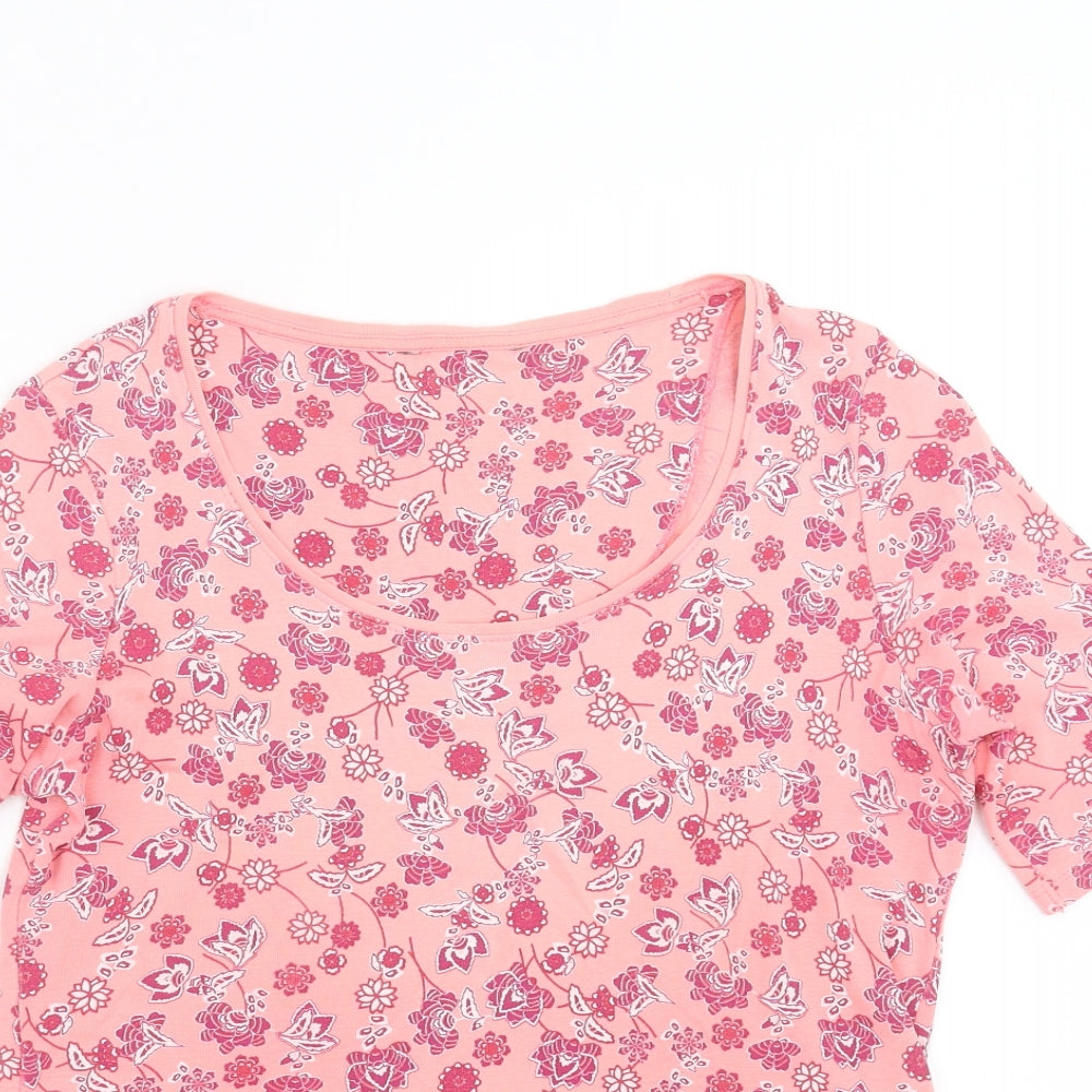 Marks and Spencer Womens Pink Floral  Basic T-Shirt Size 14