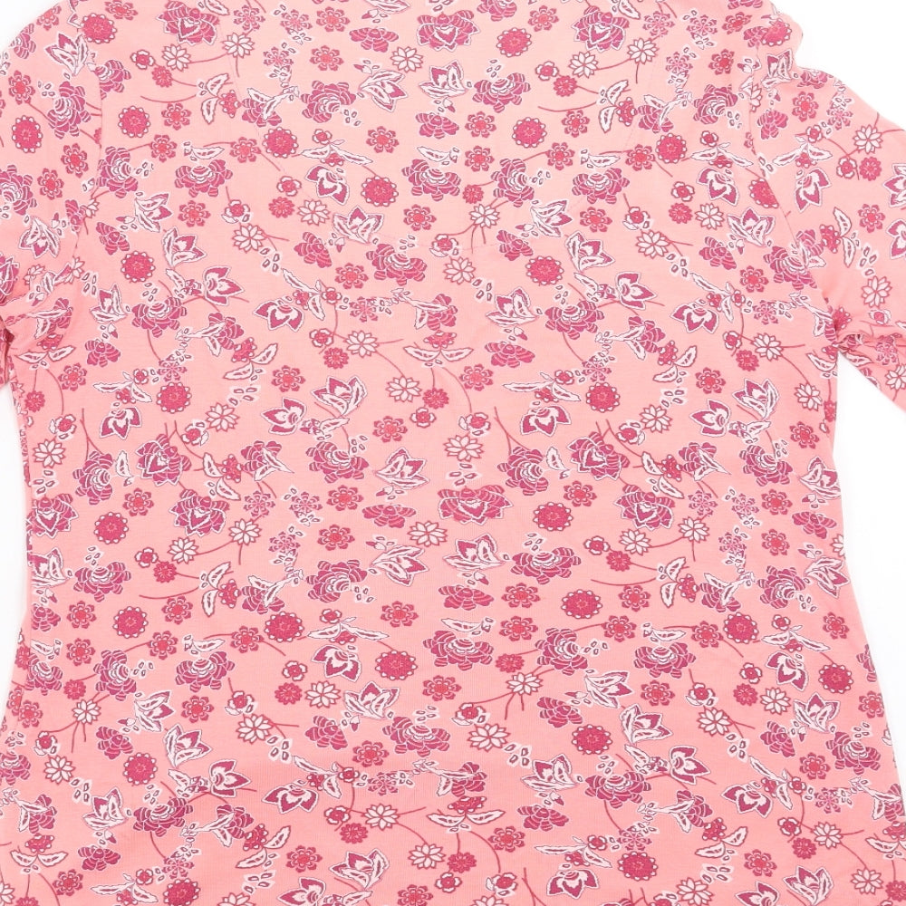 Marks and Spencer Womens Pink Floral  Basic T-Shirt Size 14