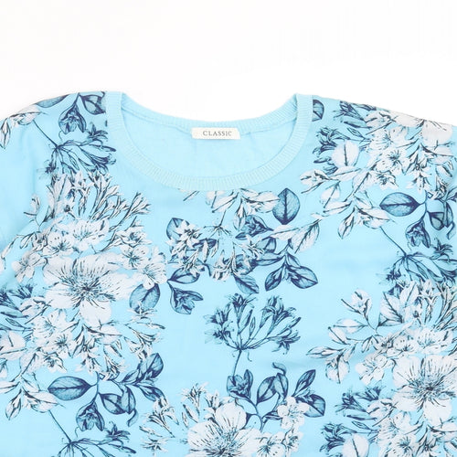 Marks and Spencer Womens Blue Floral  Pullover Jumper Size 12