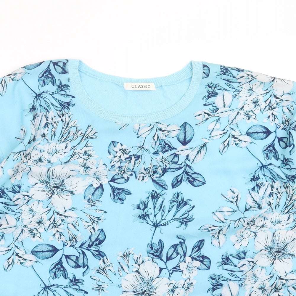 Marks and Spencer Womens Blue Floral  Pullover Jumper Size 12
