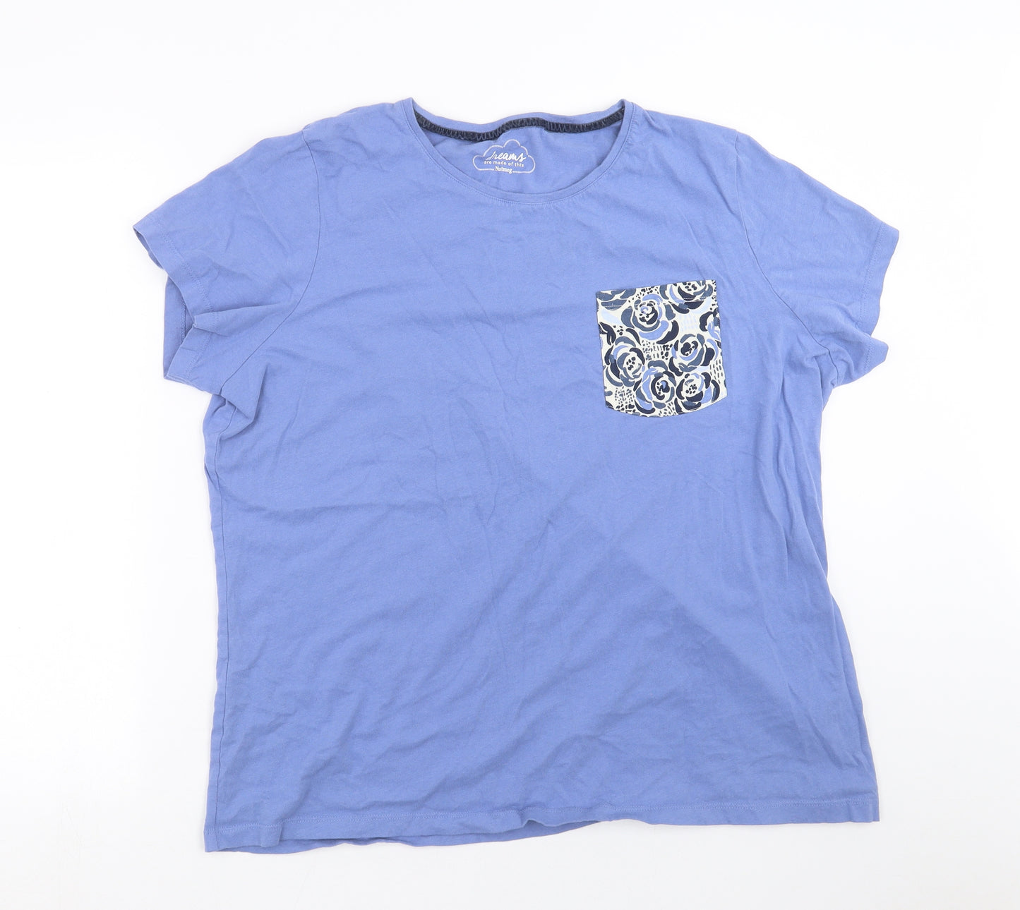 Nutmeg Womens Blue Solid  Top Pyjama Top Size 20