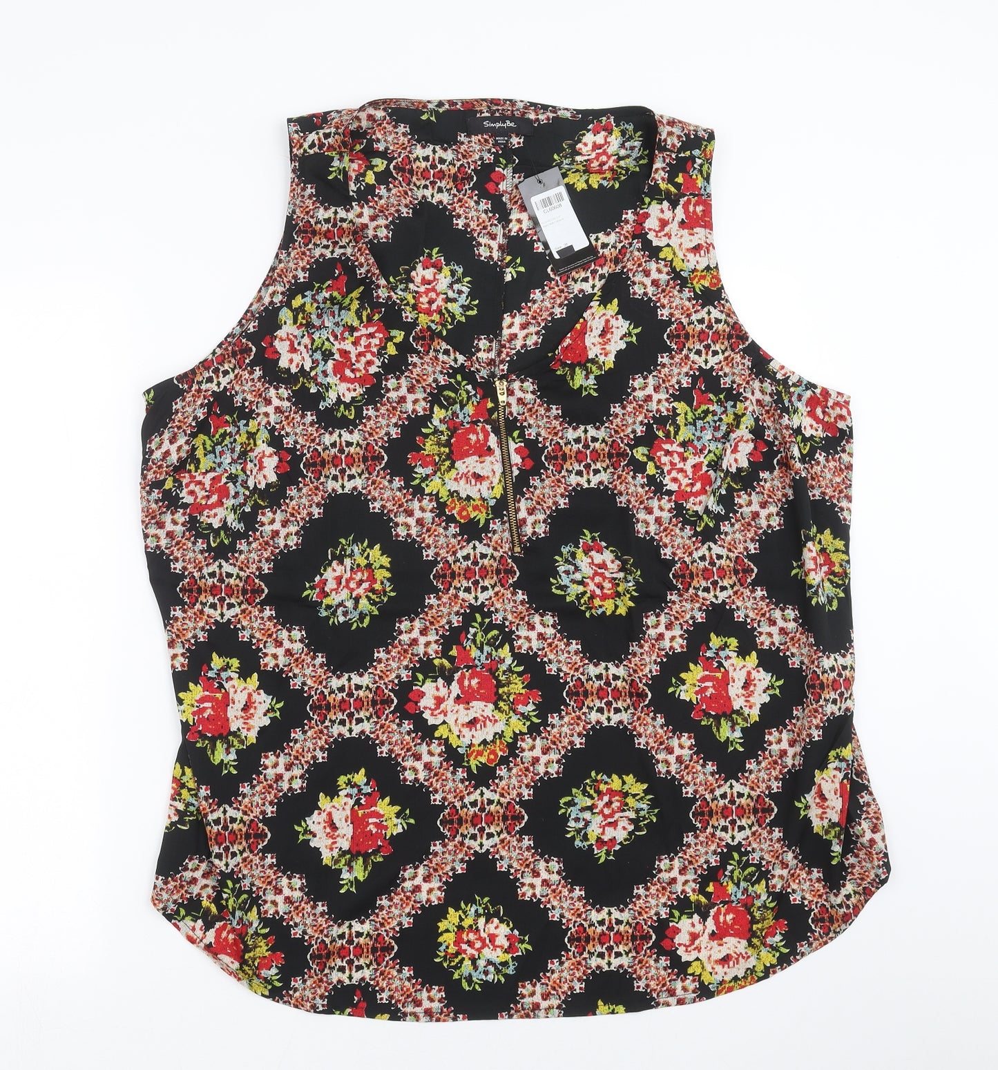 Simply Be Womens Black Floral  Basic Blouse Size 26