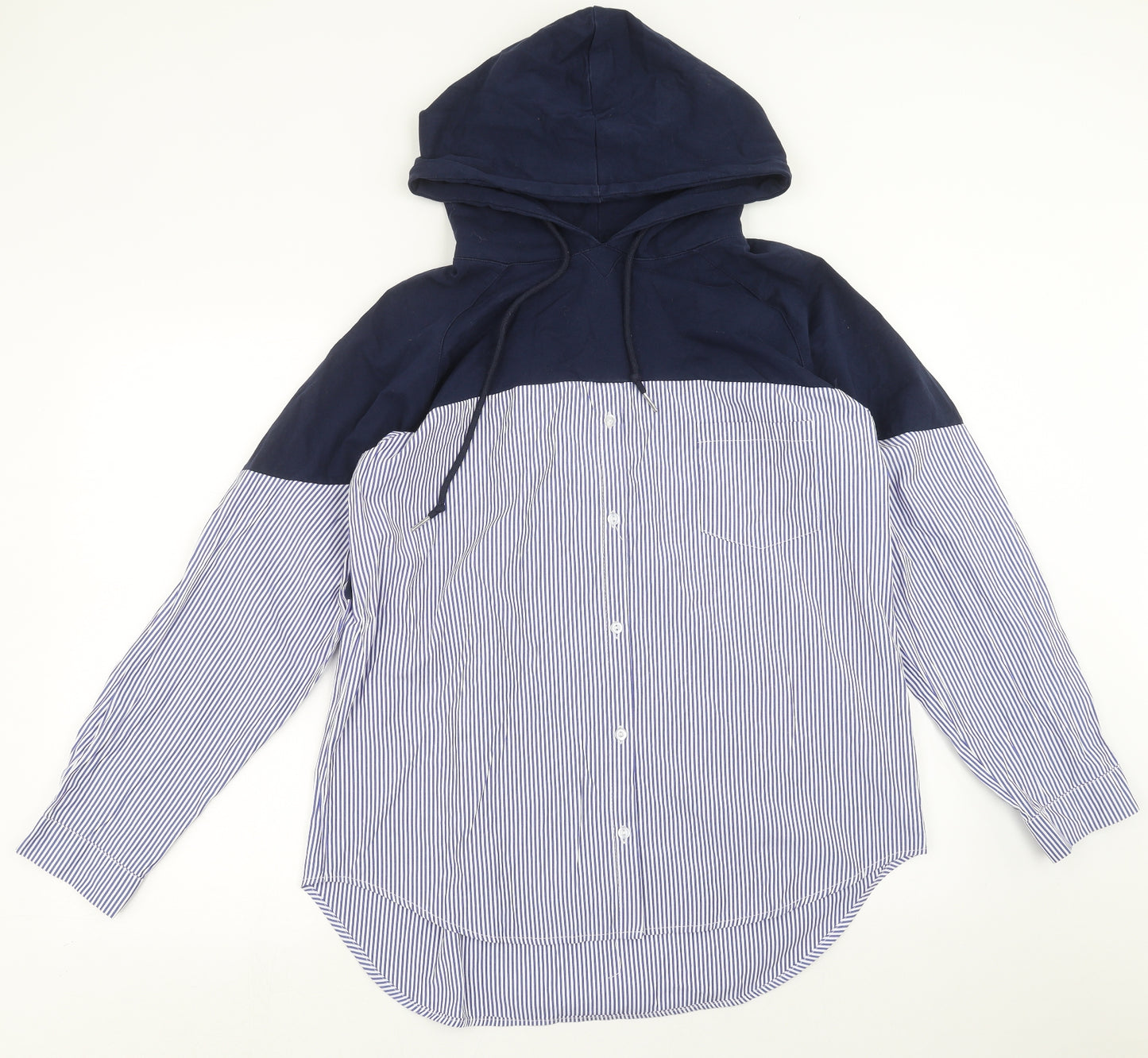 SheIn Womens Blue Striped  Pullover Hoodie One Size