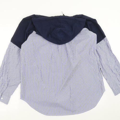SheIn Womens Blue Striped  Pullover Hoodie One Size