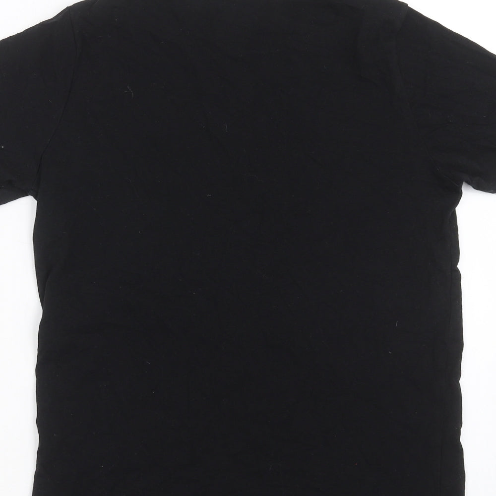 New Look Womens Black Floral  Basic T-Shirt Size 8