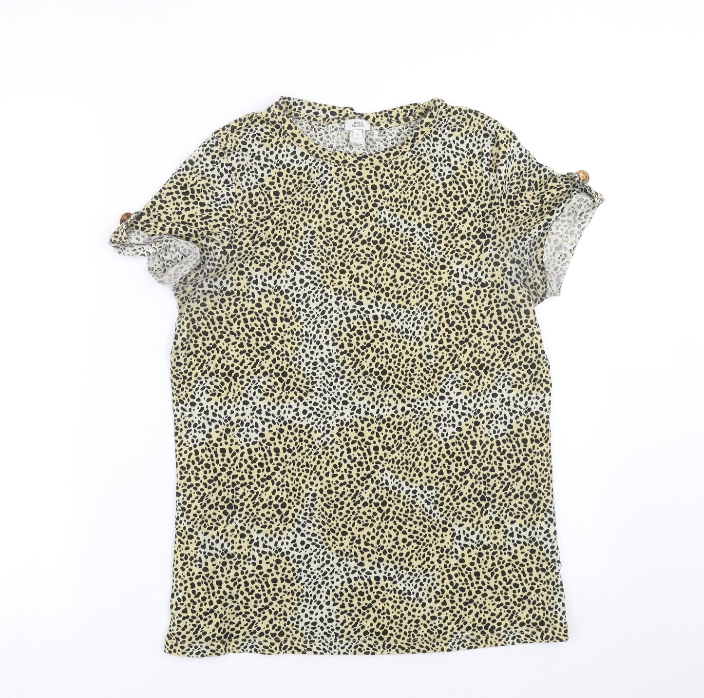 River Island Womens Beige Animal Print  Basic T-Shirt Size 8