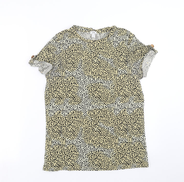 River Island Womens Beige Animal Print  Basic T-Shirt Size 8