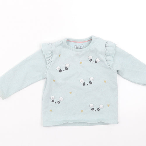 FRED & FLO Baby Green   Pullover Jumper Size 3-6 Months  - faces