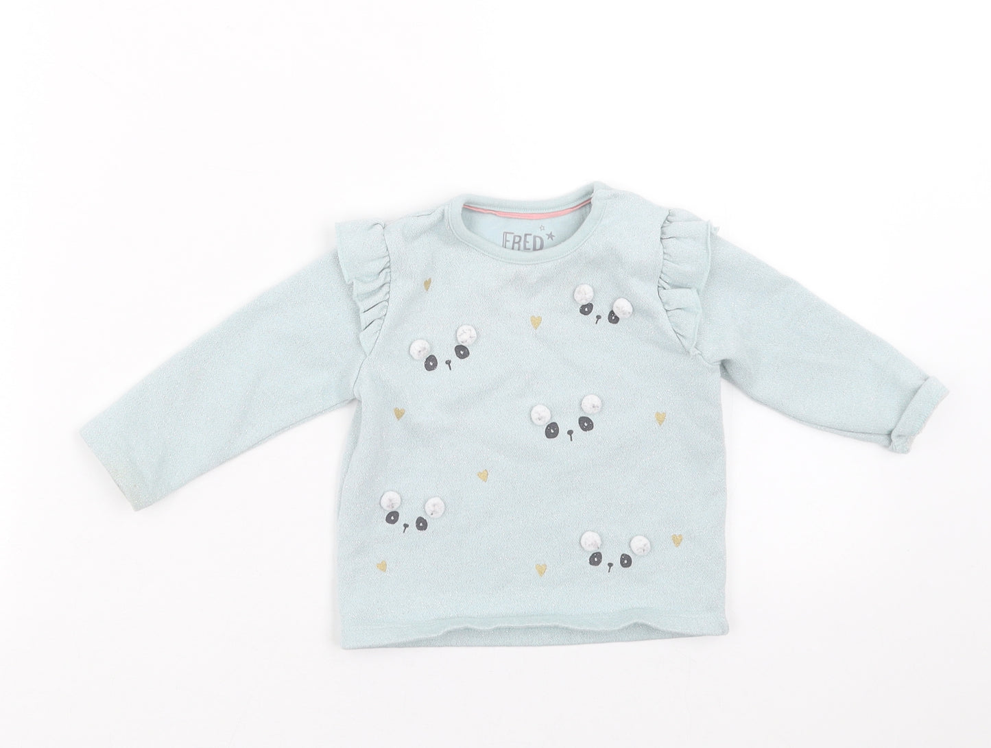 FRED & FLO Baby Green   Pullover Jumper Size 3-6 Months  - faces