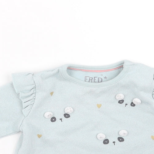 FRED & FLO Baby Green   Pullover Jumper Size 3-6 Months  - faces