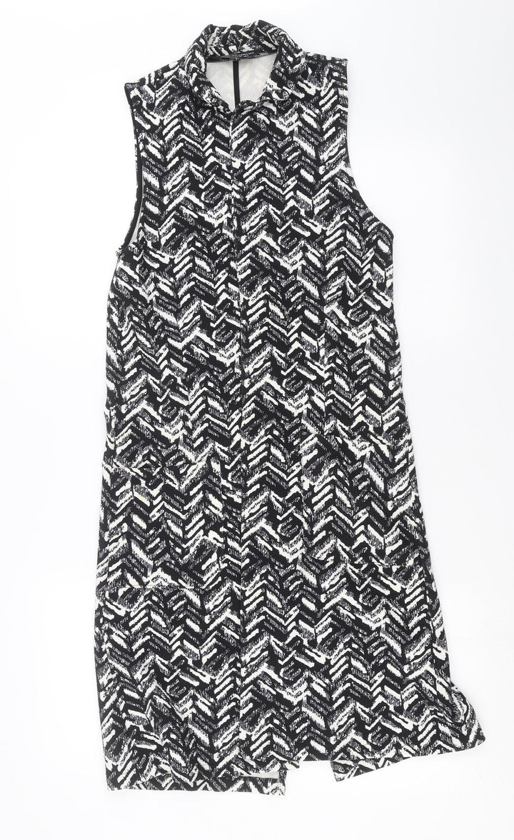 Dorothy Perkins Womens Black Geometric Gilet Jacket Size 8
