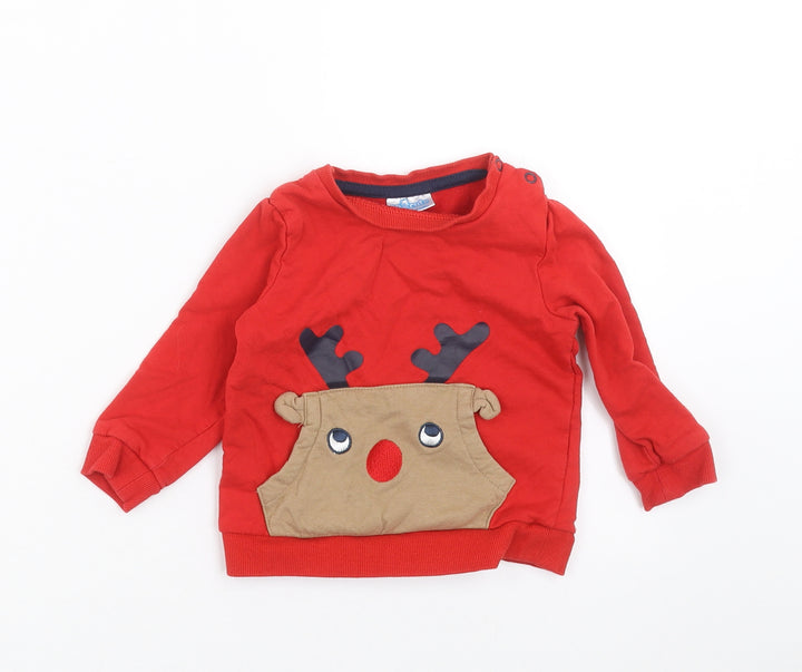 SO CUTE Baby Red Pullover Jumper Size 9-12 Months - christmas