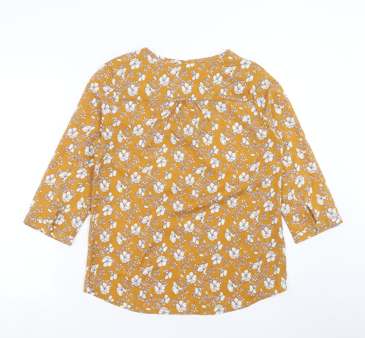cerise Blue Womens Yellow Floral  Basic Blouse Size S