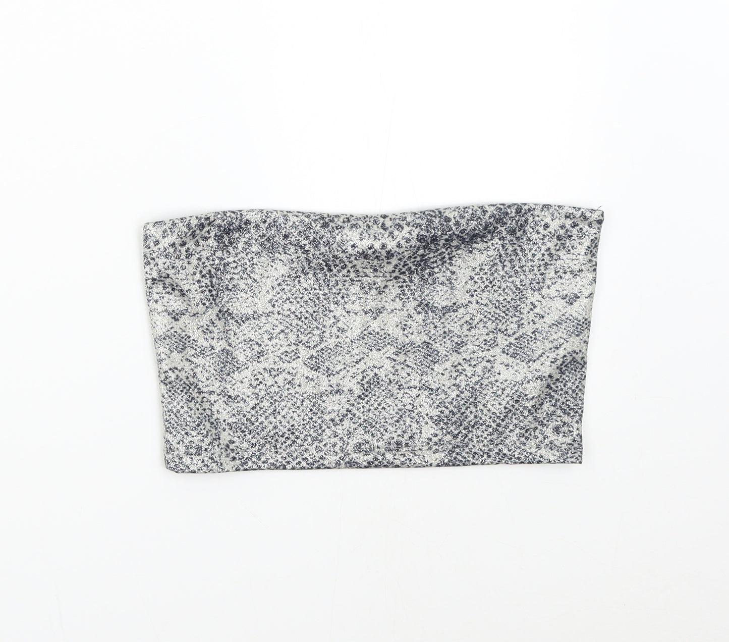 Topshop Womens Silver Animal Print  Cropped Tank Size 6  - Boob Tube
