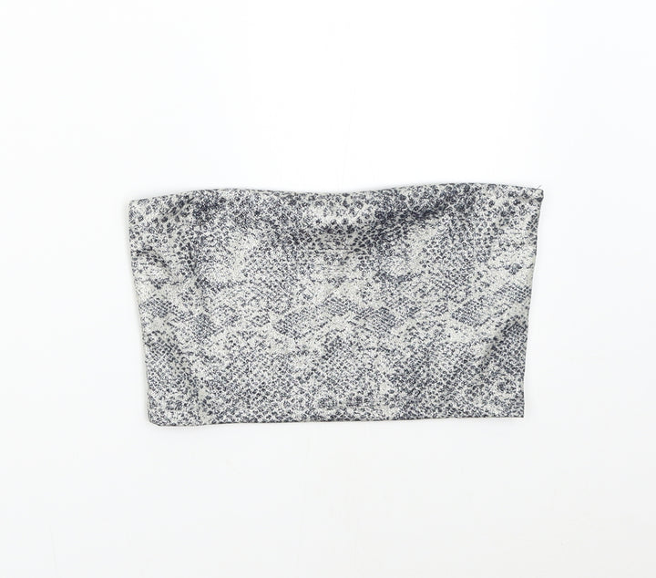 Topshop Womens Silver Animal Print  Cropped Tank Size 6  - Boob Tube