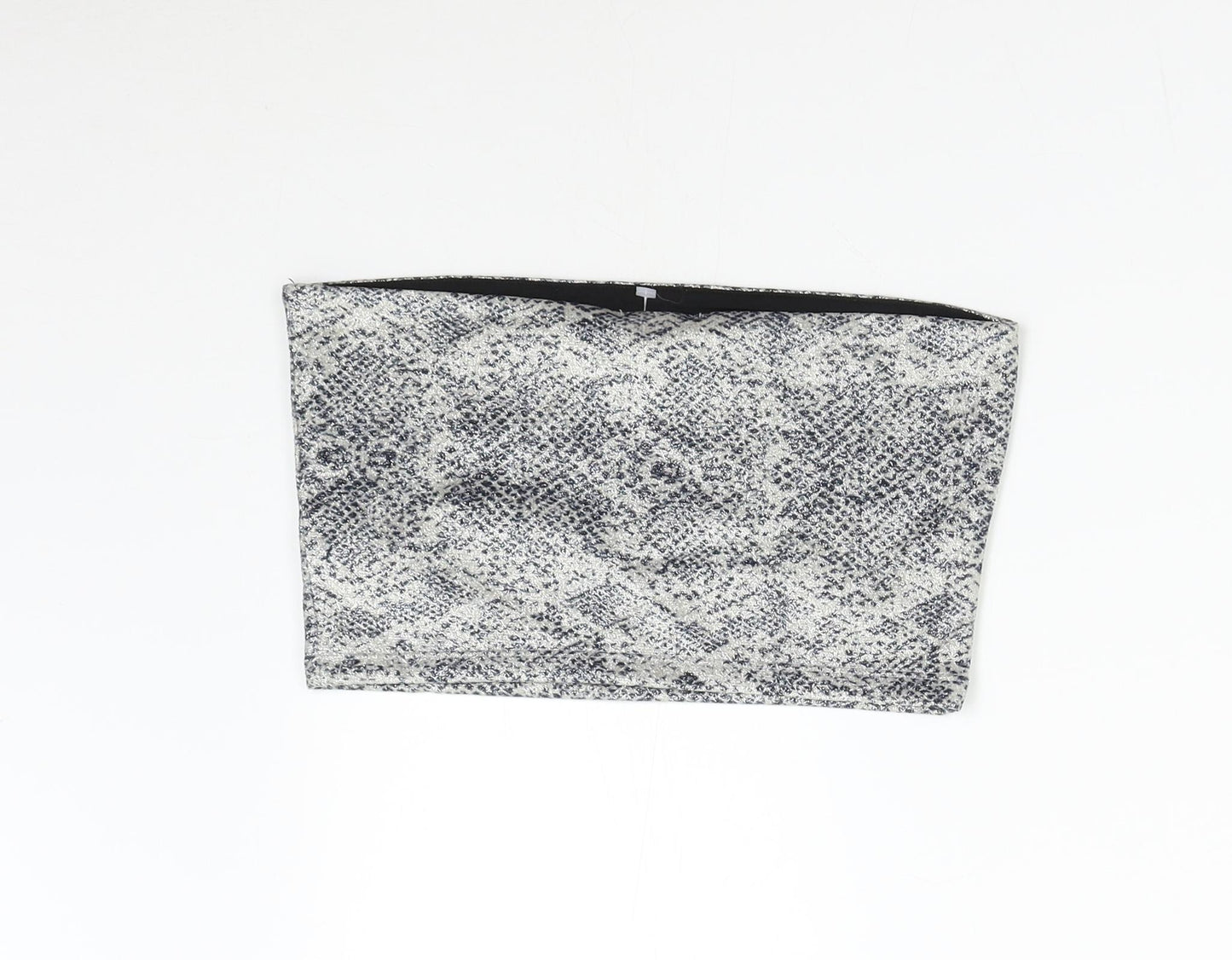 Topshop Womens Silver Animal Print  Cropped Tank Size 6  - Boob Tube