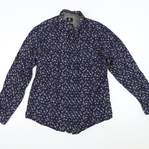 Steel & Jelly Mens Blue Floral   Button-Up Size L