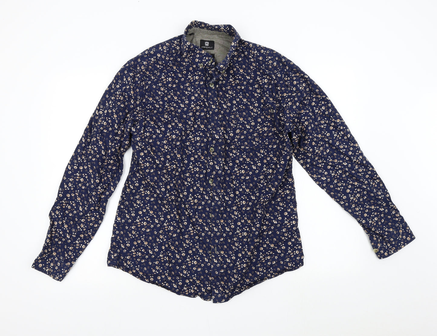 Steel & Jelly Mens Blue Floral   Button-Up Size L