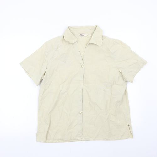 EWM Womens Beige   Basic Button-Up Size 16