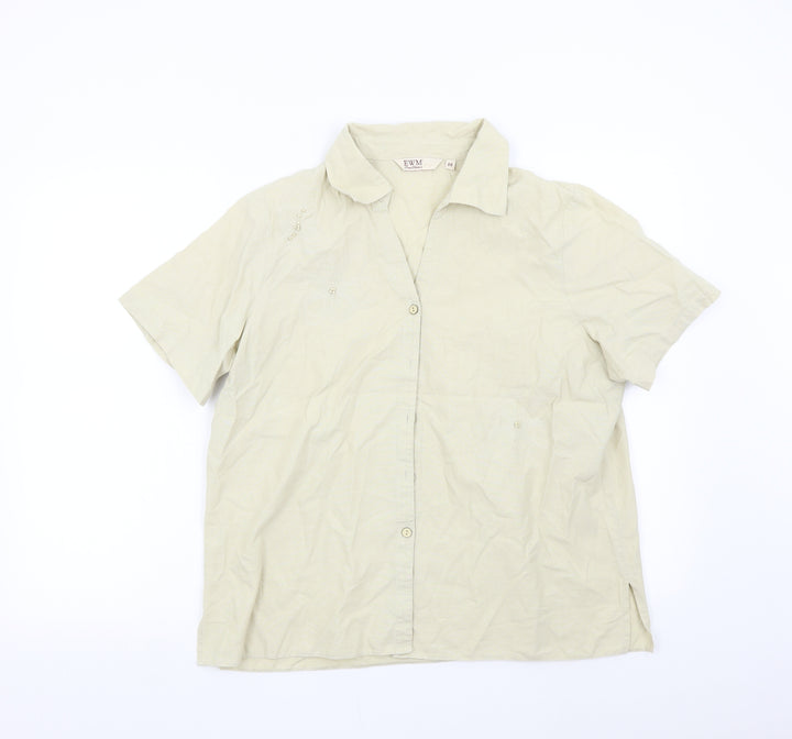 EWM Womens Beige Basic Button-Up Size 16