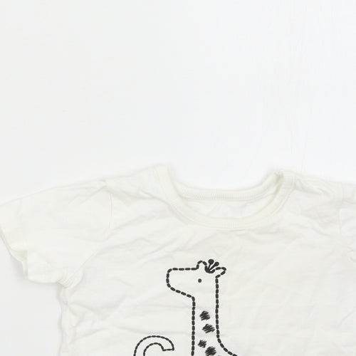 George Baby White   Basic T-Shirt Size 6-9 Months  - Giraffe
