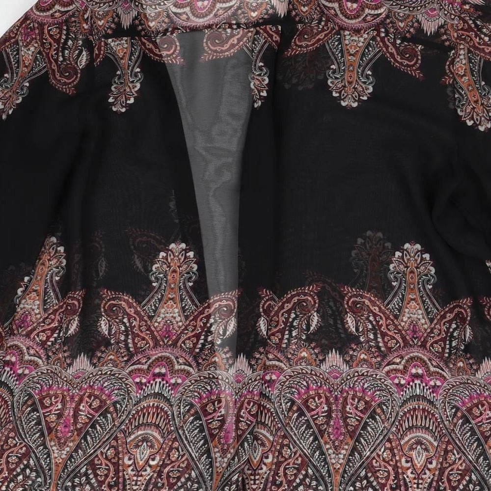 Miss Selfridge Womens Black Geometric  Basic Button-Up Size 14