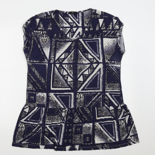 NEXT Womens Blue Geometric  Basic Blouse Size L