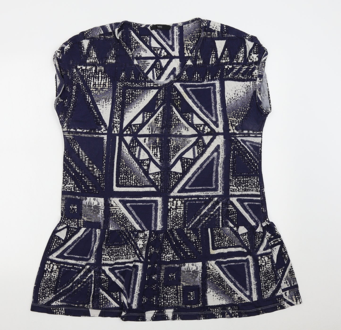 NEXT Womens Blue Geometric  Basic Blouse Size L