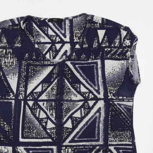 NEXT Womens Blue Geometric  Basic Blouse Size L