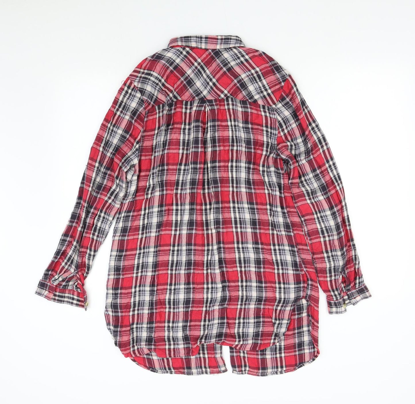 Matalan Womens Red Check Flannel Basic Button-Up Size 12