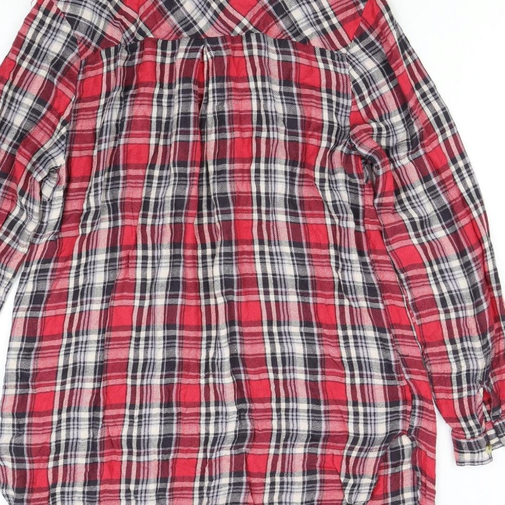 Matalan Womens Red Check Flannel Basic Button-Up Size 12