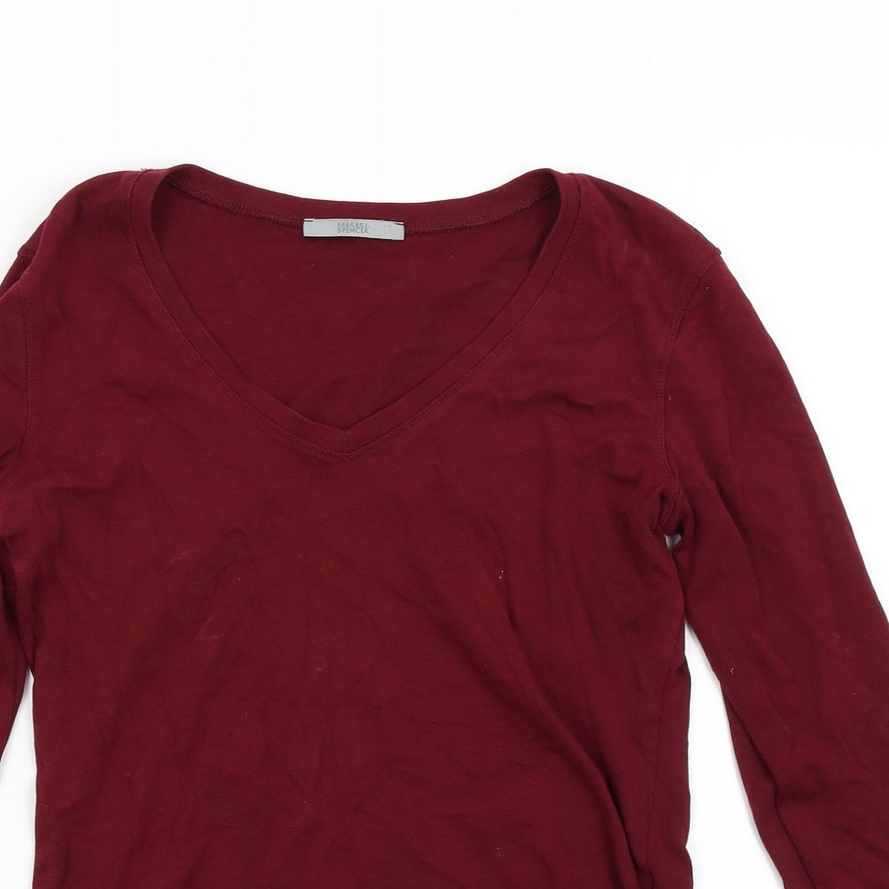 M&S Womens Red   Basic T-Shirt Size 12