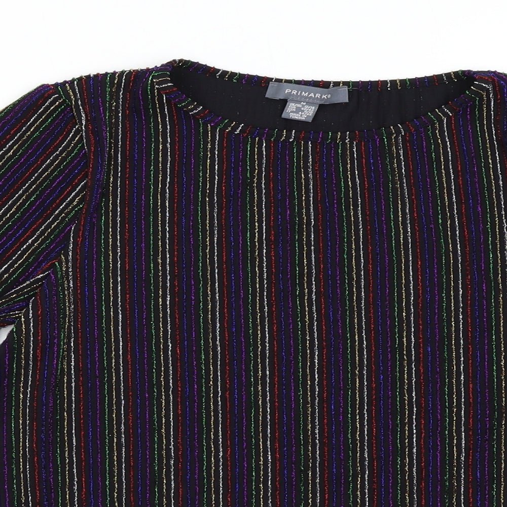 Primark Womens Multicoloured Striped  Basic T-Shirt Size M
