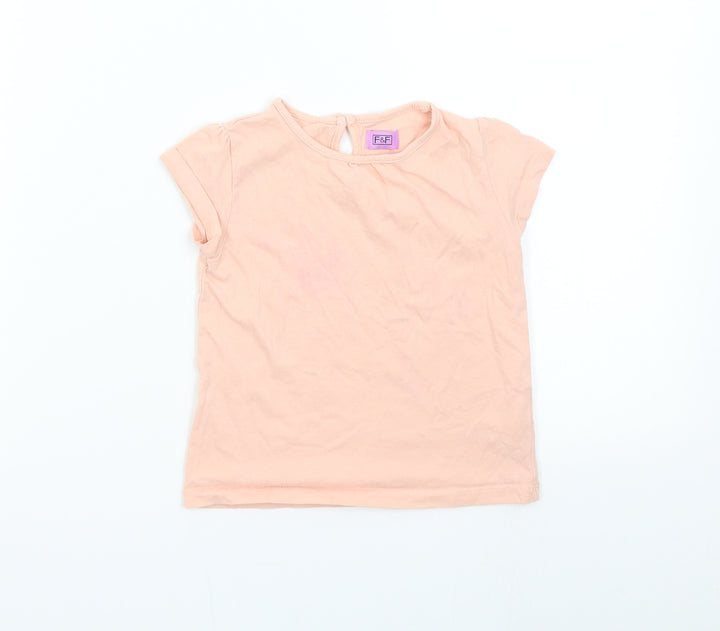 F&F Girls Pink Basic T-Shirt Size 2-3 Years