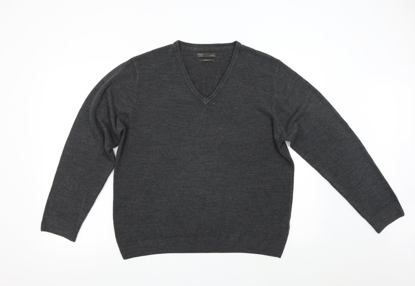 M&S Mens Grey  Knit Pullover Jumper Size L