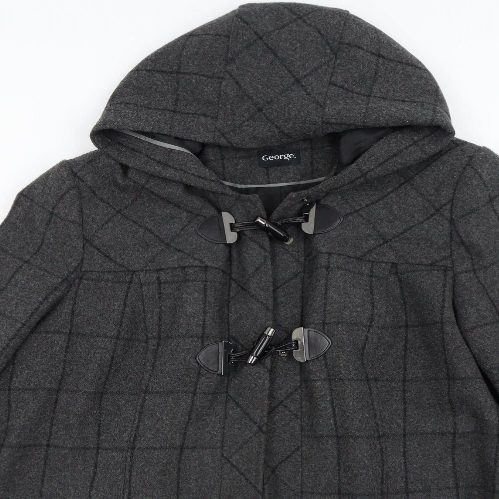 George Womens Grey Check  Overcoat Coat Size 24