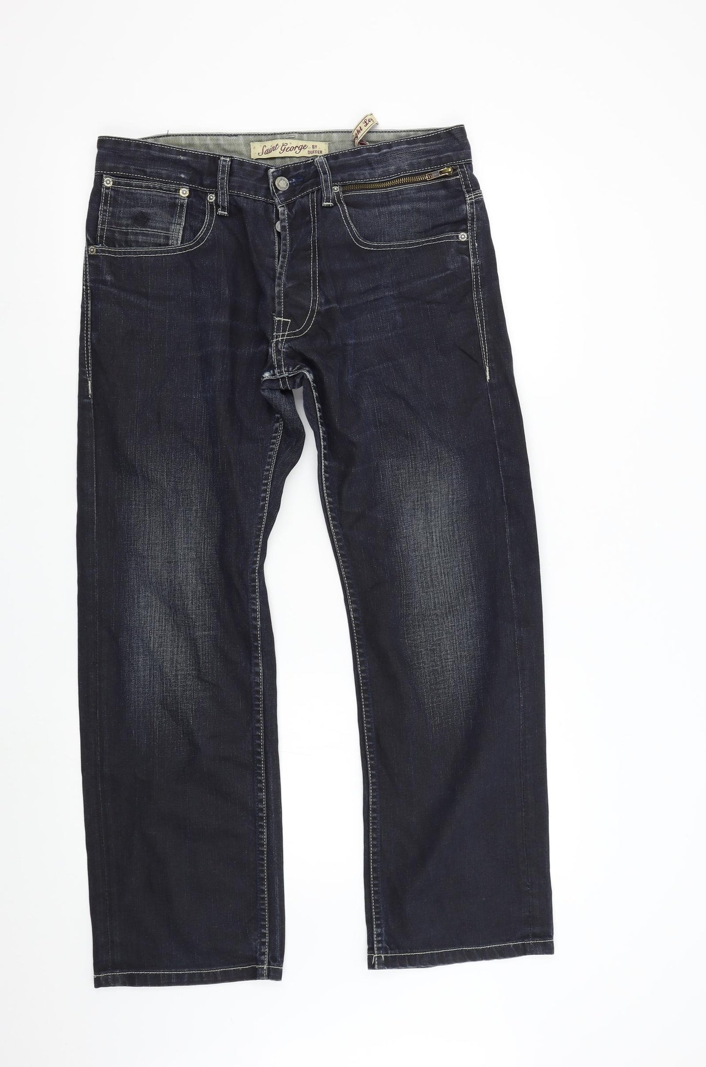 St. George Mens Blue  Denim Straight Jeans Size 32 L30 in